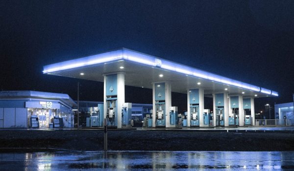 white concrete building during night time